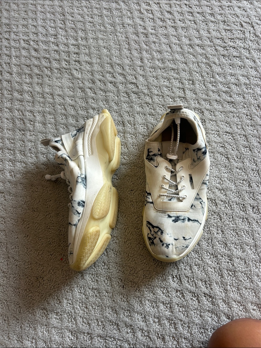 Steve Madden Marble-Print Cream and Black Sneakers